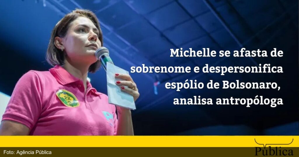Michelle Bolsonaro em evento politico, ilustrando pesquisa eleitoral ao Senado no DF